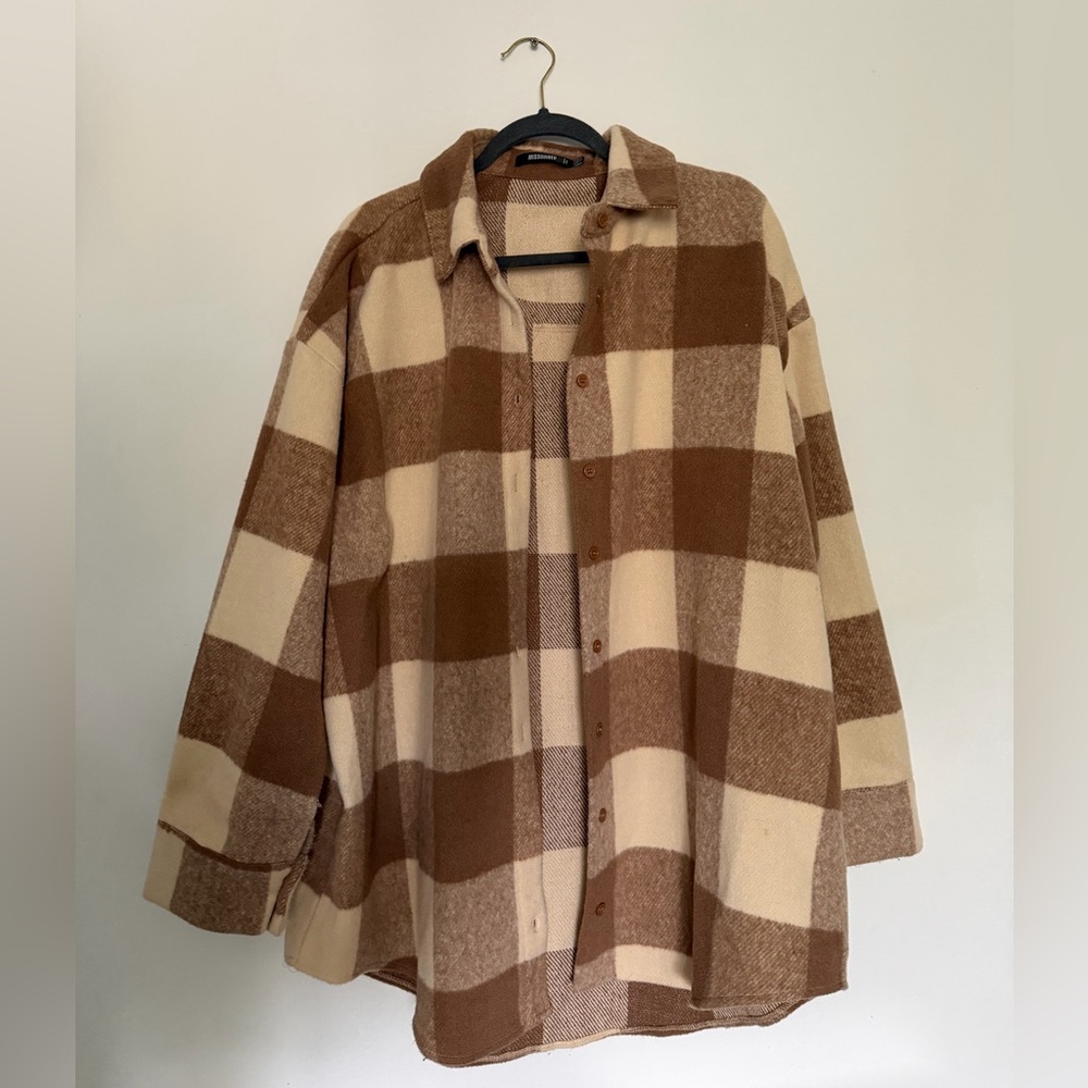 Missguided Faux Wool Oversized Shacket - Size 14